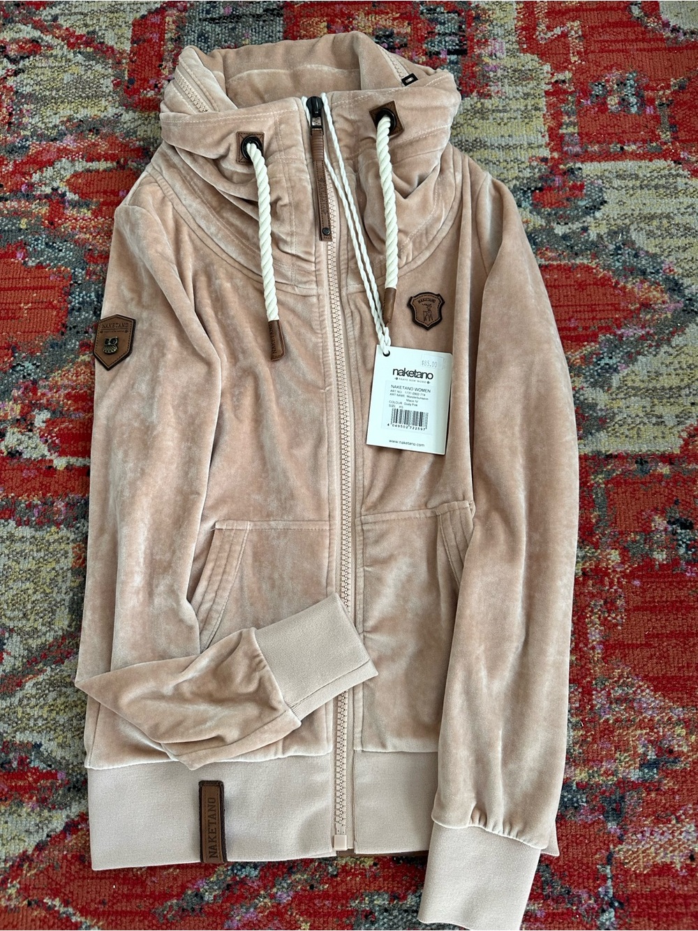Naketano Plush Zip-Up Jacket in Blush Pink